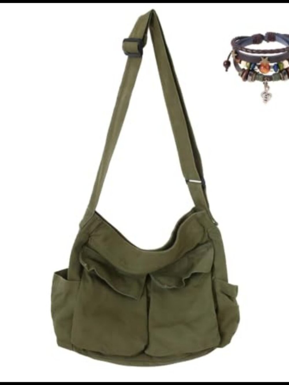 Canvas Messenger Bag Crossbody Shoulder Tote Adjustable Strap